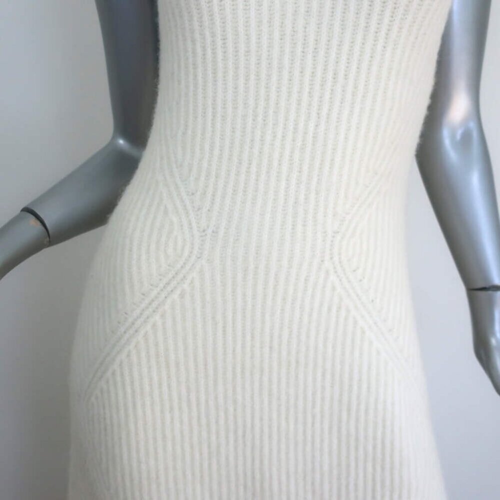 Cult Gaia Akiko Halter Midi Dress Cream Ribbed Knit Size Small NEW - Picture 2 of 8